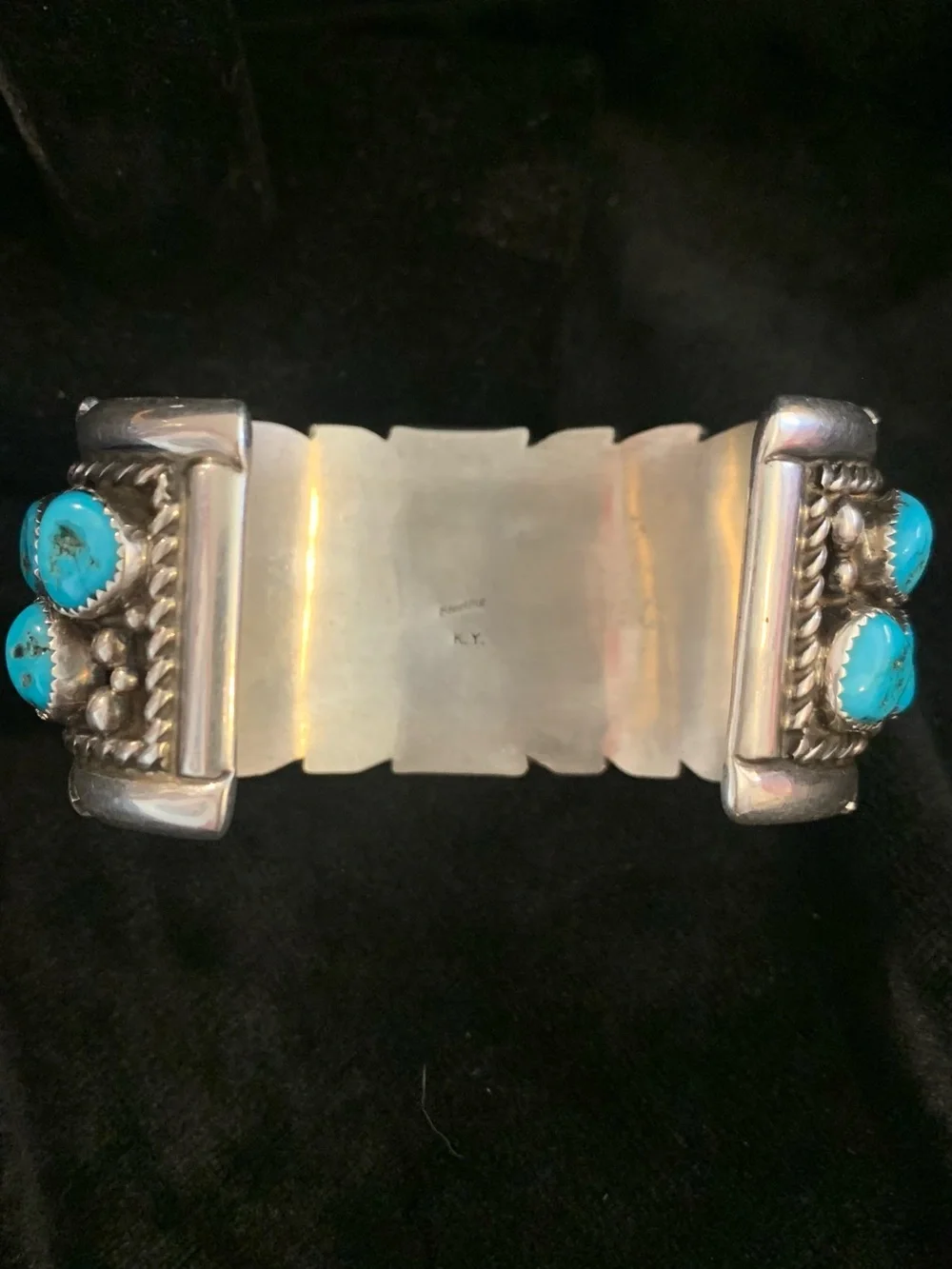 Handcrafted Sterling Silver Turquoise Cuff Bracelet - Turquoise Blue